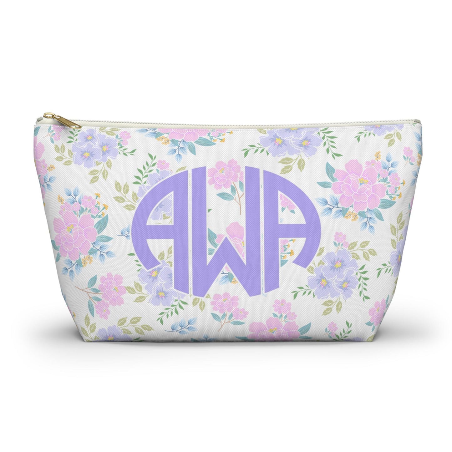 Personalized Floral Monogram Makeup Bag