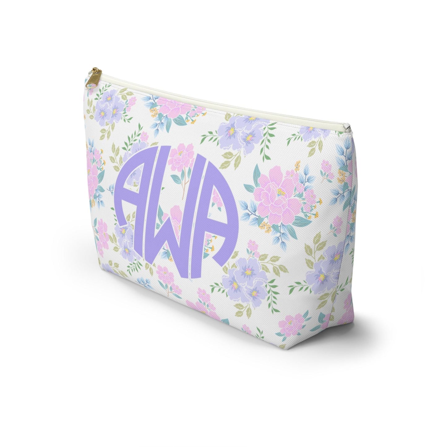 Personalized Floral Monogram Makeup Bag