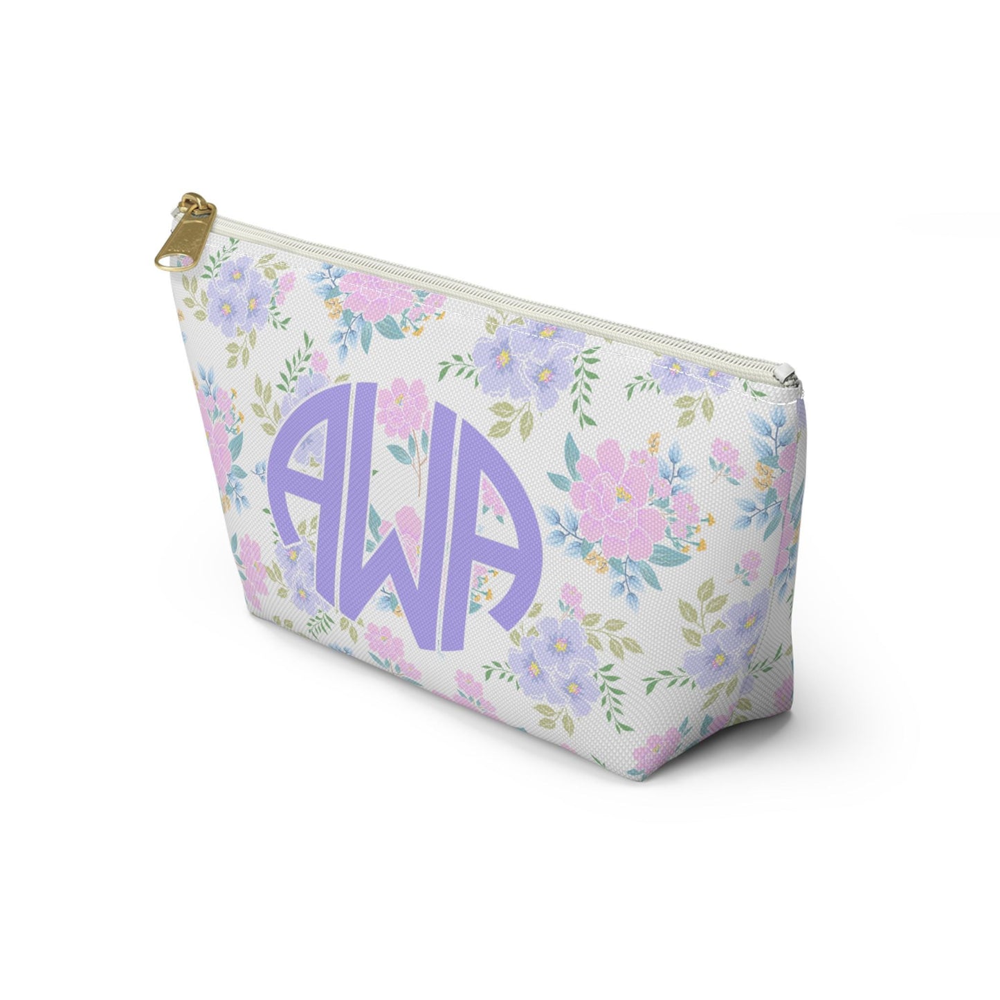 Personalized Floral Monogram Makeup Bag